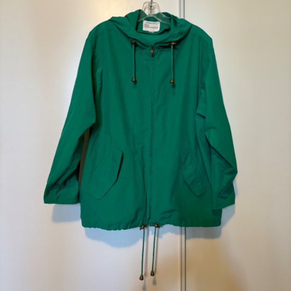 Vintage NORTH COUNTRY Green Hooded Rain Jacket Windbreaker - Picture 1 of 16